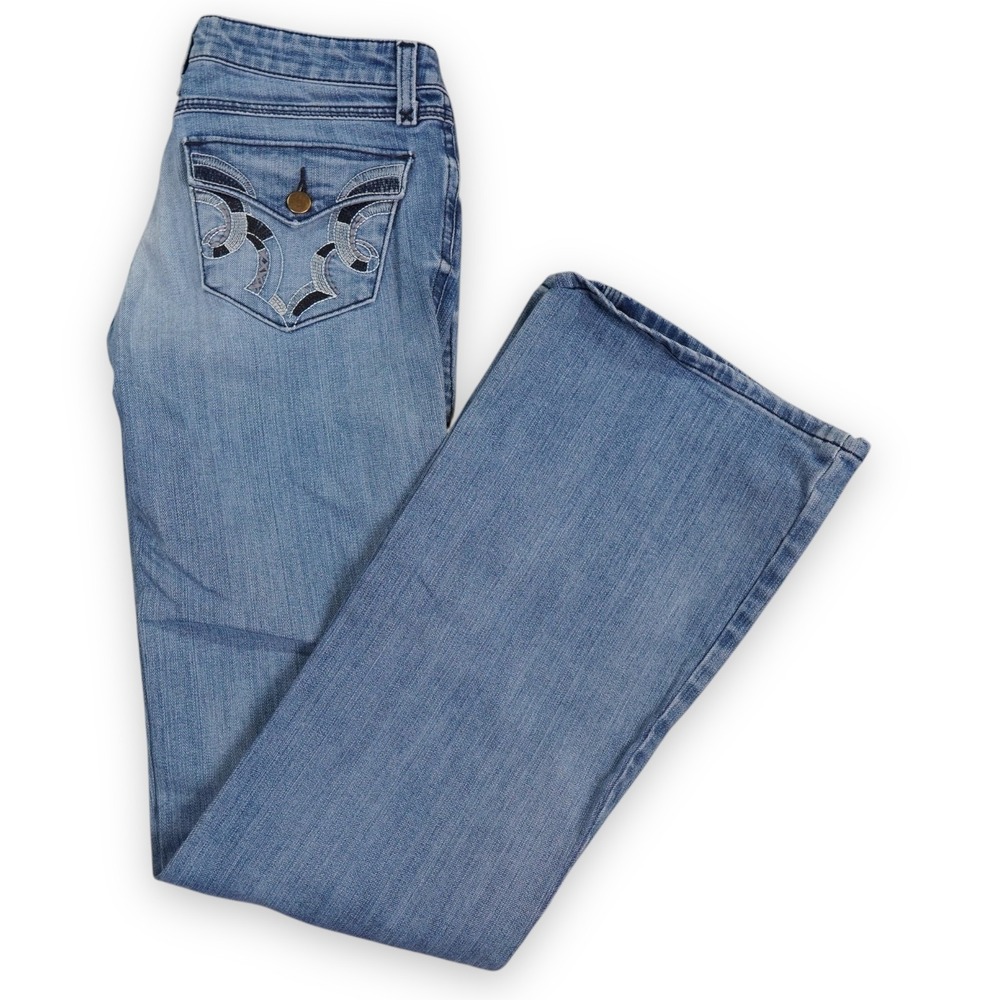 Wrangler Rock 47 Mae Jeans Women 1x34 30x32 Ultra Low Rise Bootcut Denim Fading